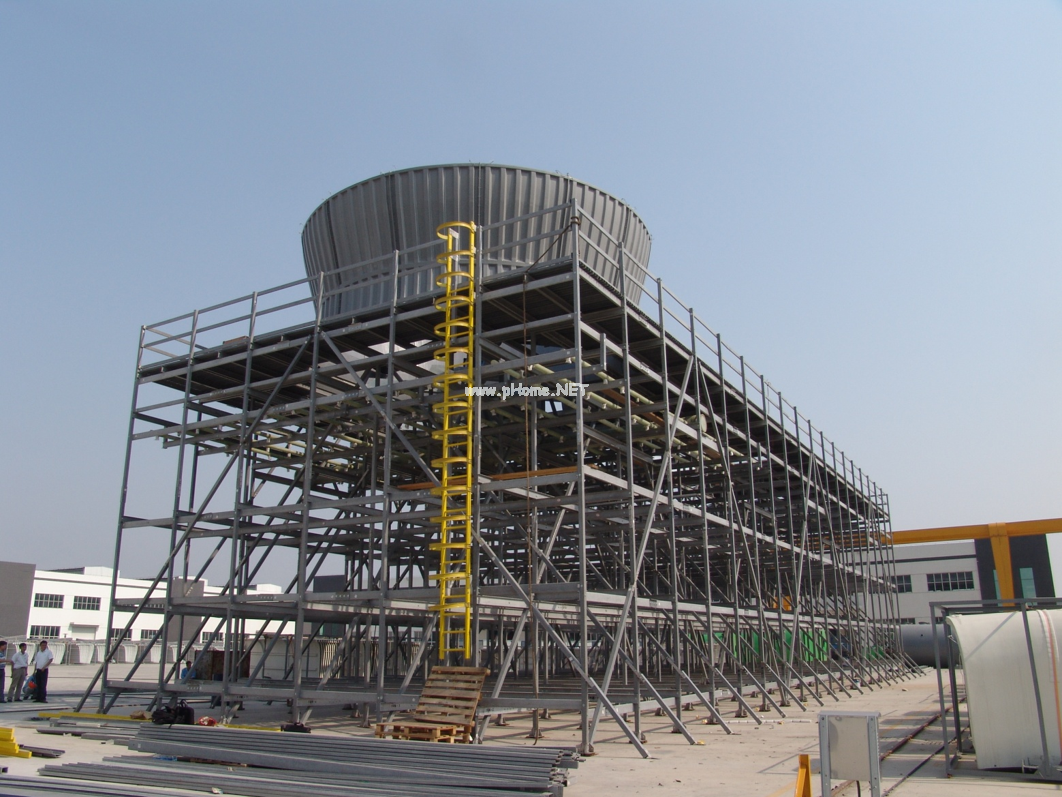 工业冷却塔选择钢结构或全玻璃钢结构